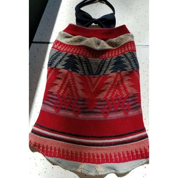 Handmade Dog Cat Summer Sweater SMALL Upcycled STRIPED RED BLUE TAN SWEATER - Picture 7 of 11